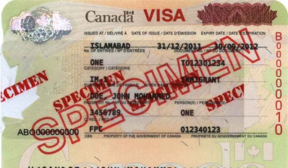 Mẫu visa du học Canada.