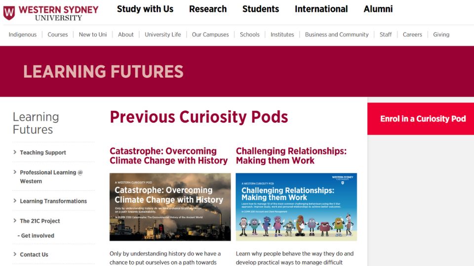 Curiosity Pods cung cấp các khoá học vi mô dành riêng cho sinh viên Western Sydney